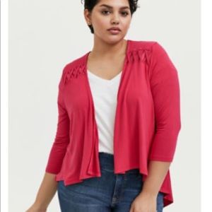 TORRID Fuchsia Pink Lattice Insert Hi-Lo Cardigan